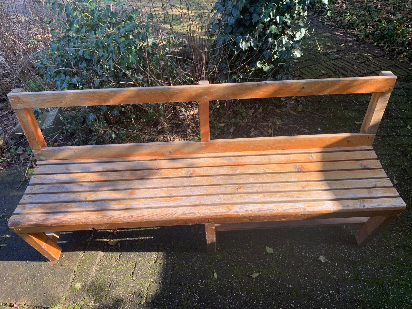 Houten tuinbankje, Ophalen, Gebruikt, Hout