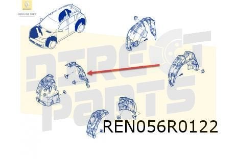 Renault R4 EV (6/25-) modderkuip Rechts achter Origineel! 63, -, -, Nieuw, Bumper