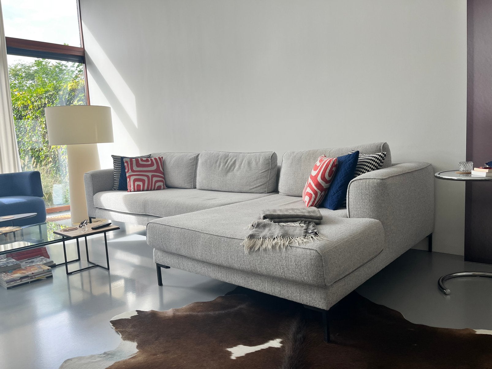 Ruime moderne loungebank met ligelement, Huis en Inrichting, Ophalen, Gebruikt