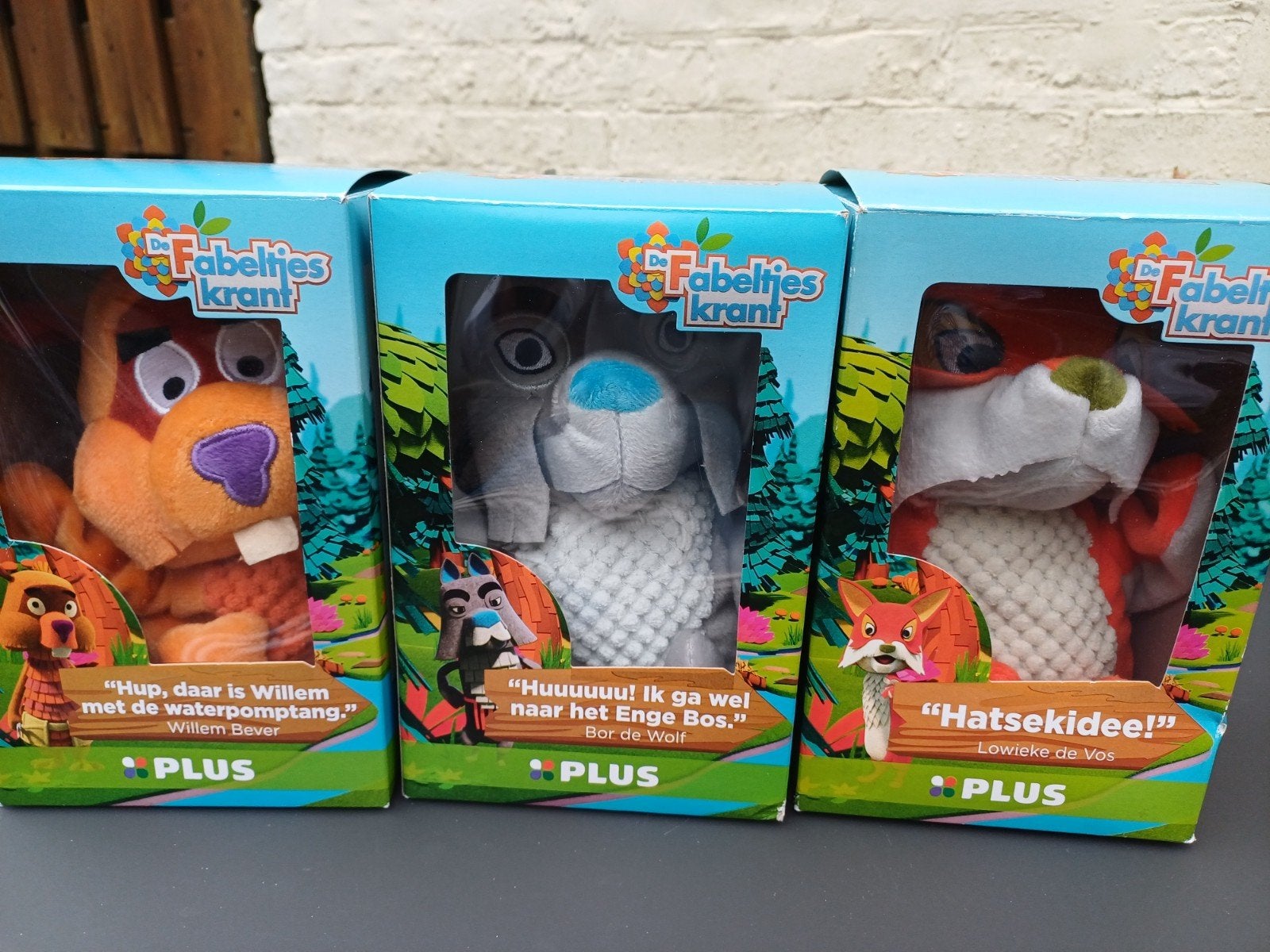 3 nieuwe Fabeltjeskrant handpoppen: Bor, Willem en Lowieke, Oranje, Overige karakters, Nieuw, Ophalen of Verzenden