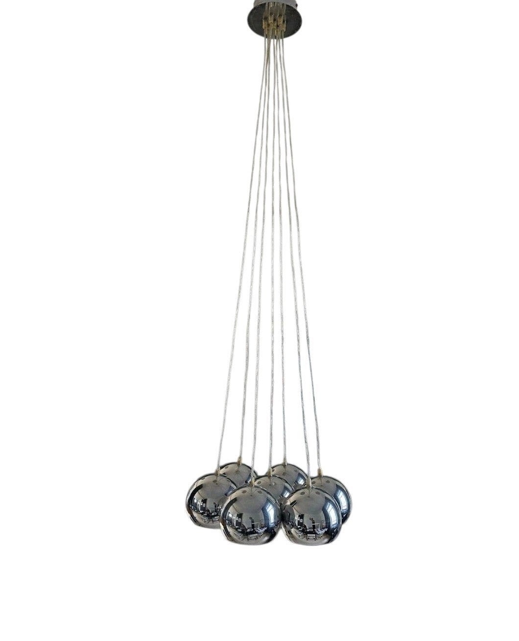 Hanglamp met 7 chrome bollen, Ophalen, Zo goed als nieuw