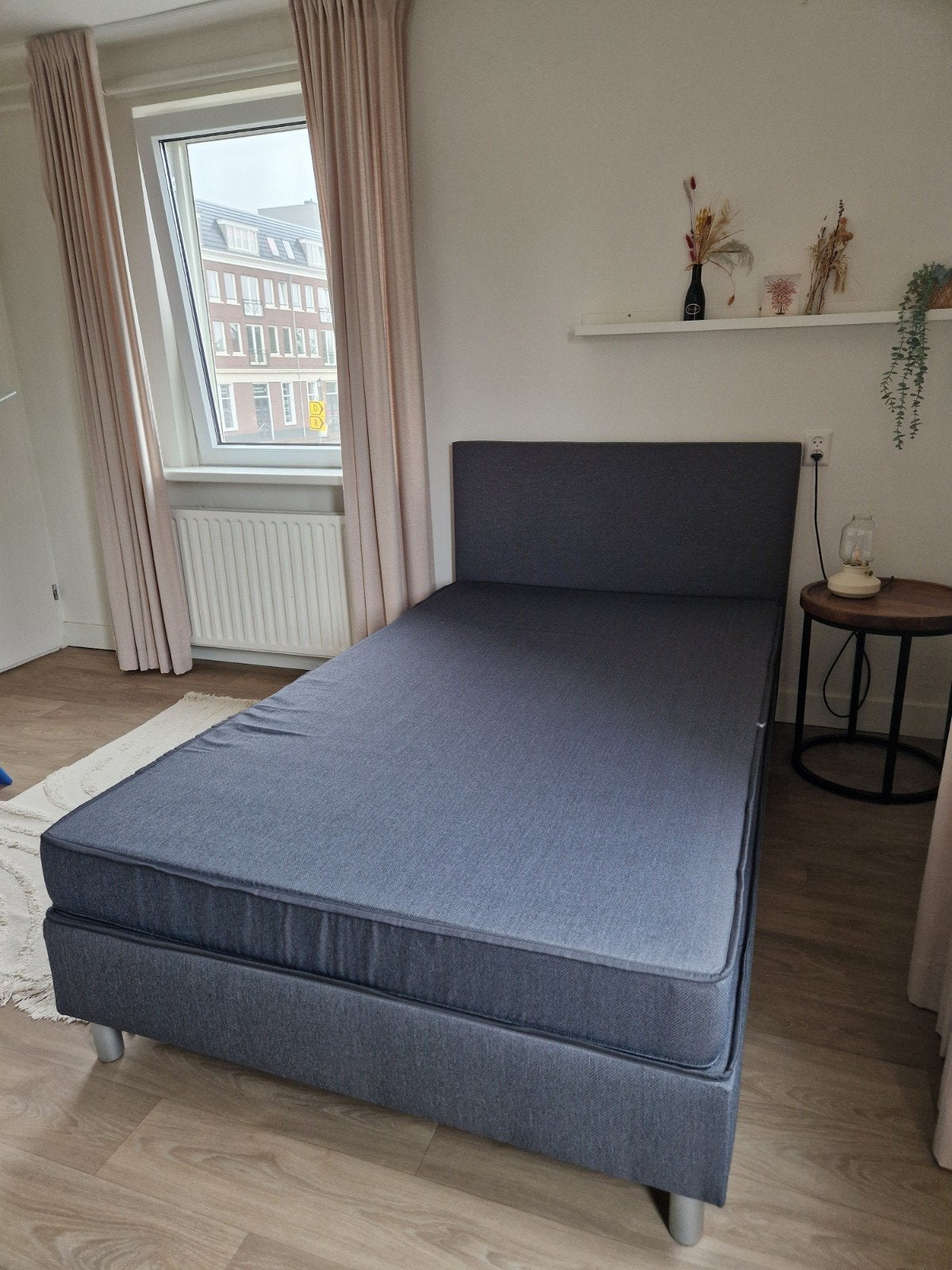 Boxspring antraciet 120x200cm (twijfelaar), Ophalen, Twijfelaar, 120 cm