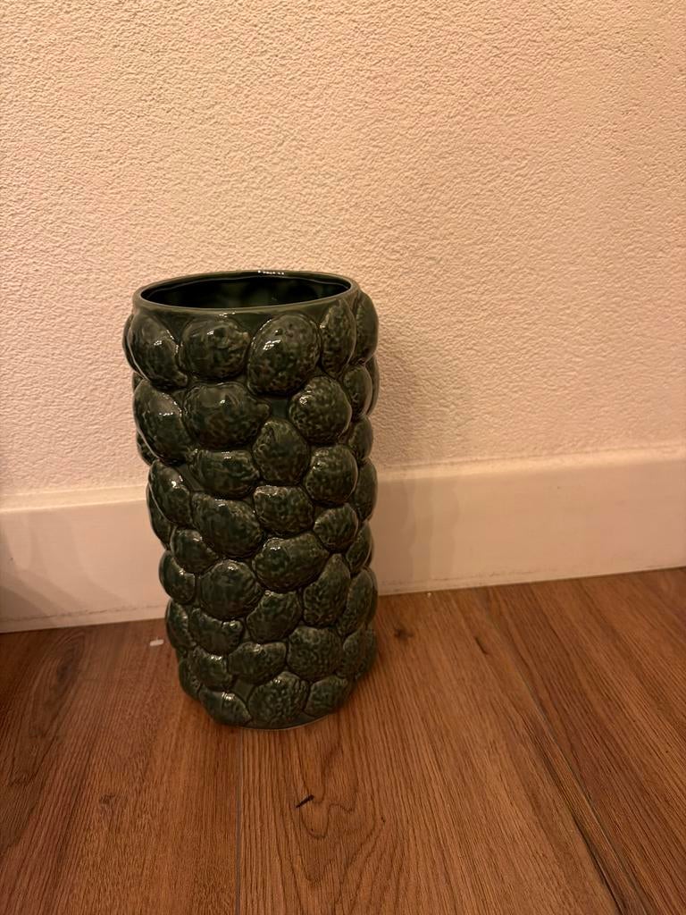 Groene citroen vaas, Huis en Inrichting, Woonaccessoires | Vazen, Gebruikt, Aardewerk of Porselein, Ophalen of Verzenden, Minder dan 50 cm