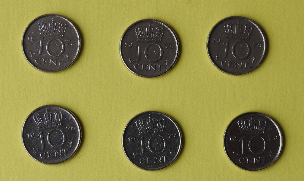 6 dubbeltjes jaren 1970, Verzenden, Koningin Juliana, 10 cent, Setje