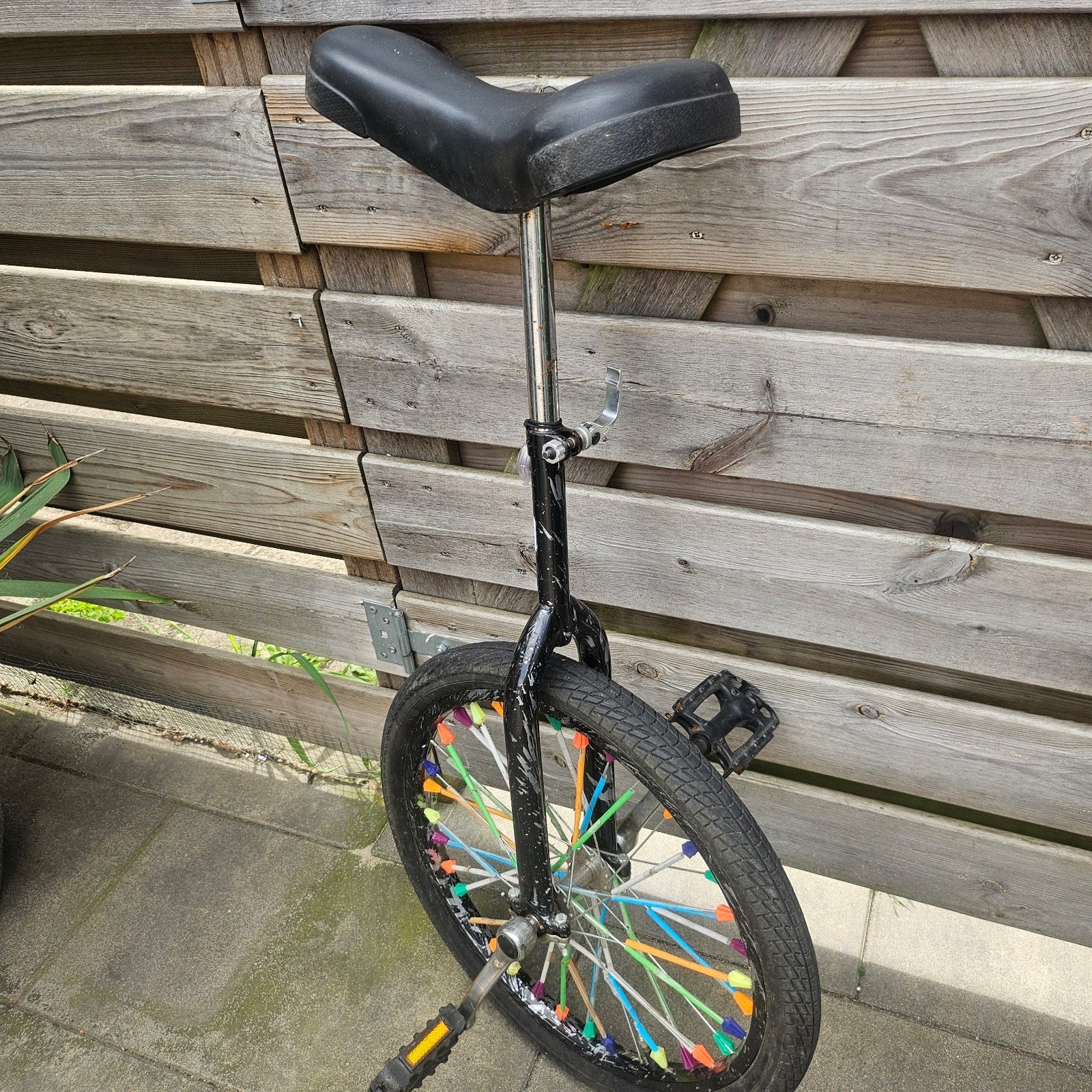 Eenwieler 20 inch met gekleurde spaken, Ophalen