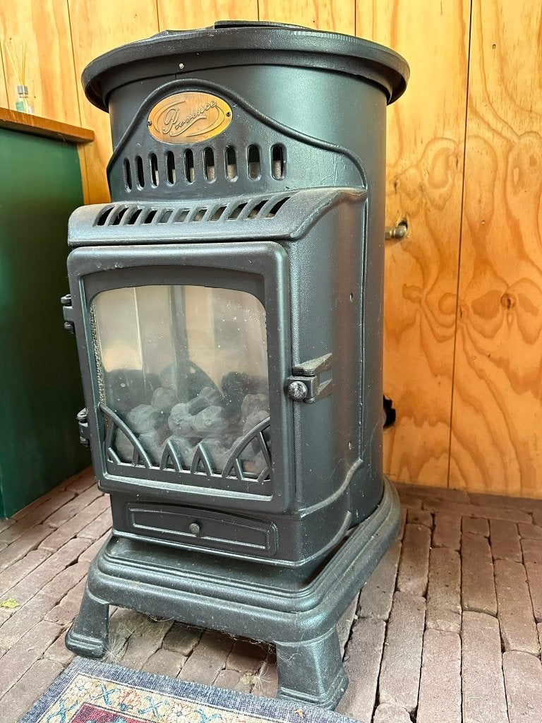 Provence gaskachel met houtkachel effect incl. gasfles, Ophalen, Gebruikt, Gas, Vrijstaand
