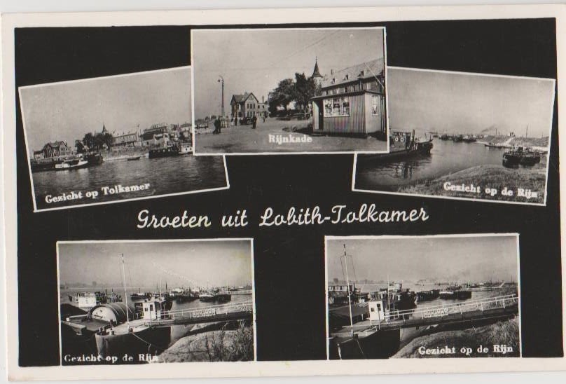 Lobith -(Gld) Tolkamer Groeten uit 5x gezicht op de Rijn -, Ophalen, 1940 tot 1960, Ongelopen, Gelderland