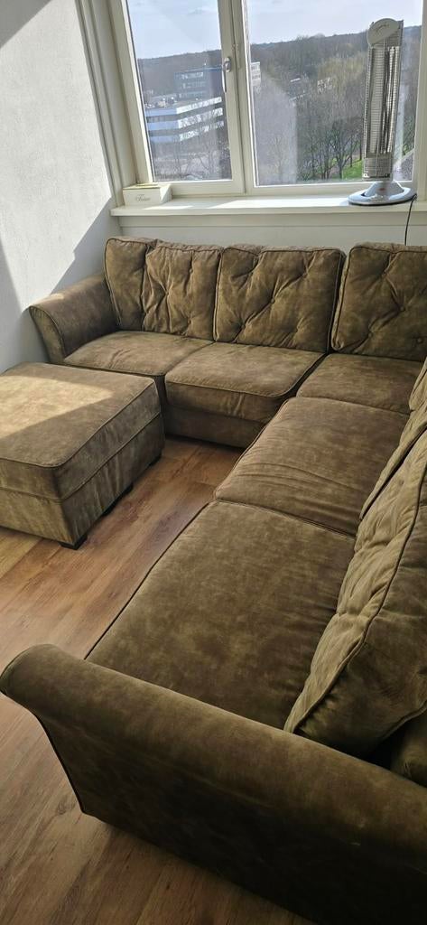 Comfortabele hoekbank met chaise longue, Modern, Comfortabel, Gebruikt, 100 tot 125 cm, Hoekbank