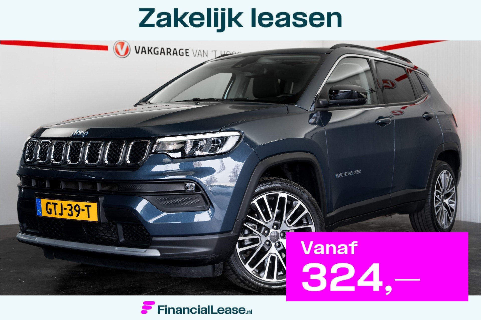 Jeep Compass 4xe 190 Plug-in Hybrid Electric Limited Lease E, Automaat, Blauw, Leder en Stof, Bedrijf