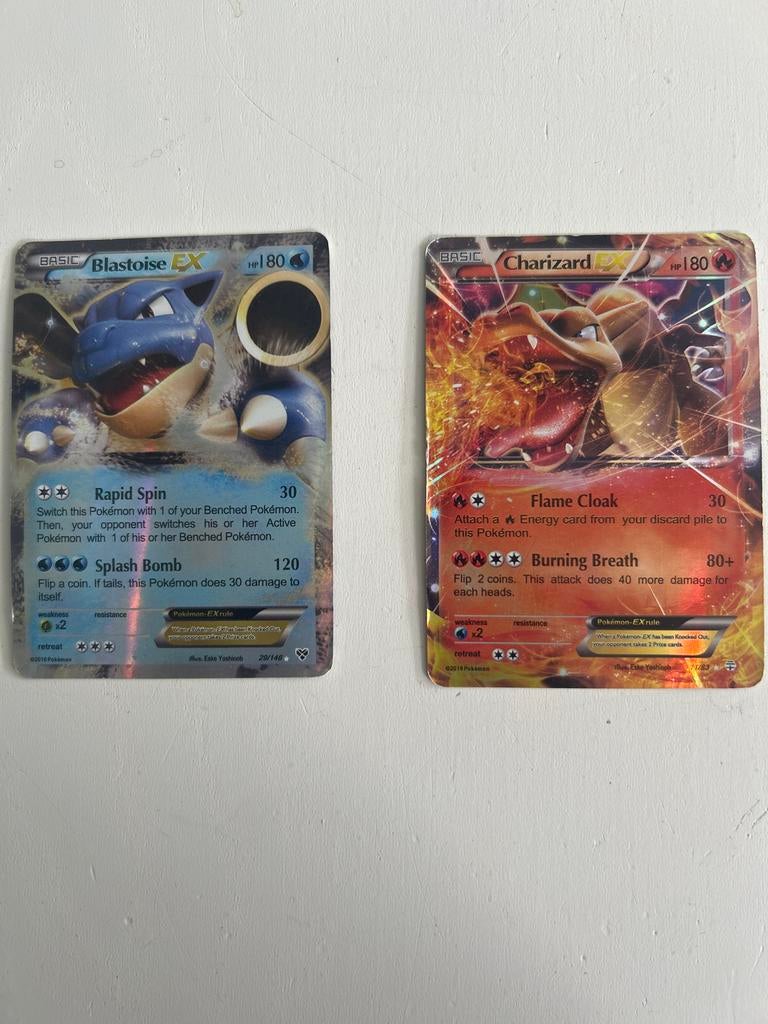 Pokémon kaarten Blastoise EX en Charizard EX - Goede conditi, Ophalen of Verzenden, Zo goed als nieuw, Meerdere kaarten