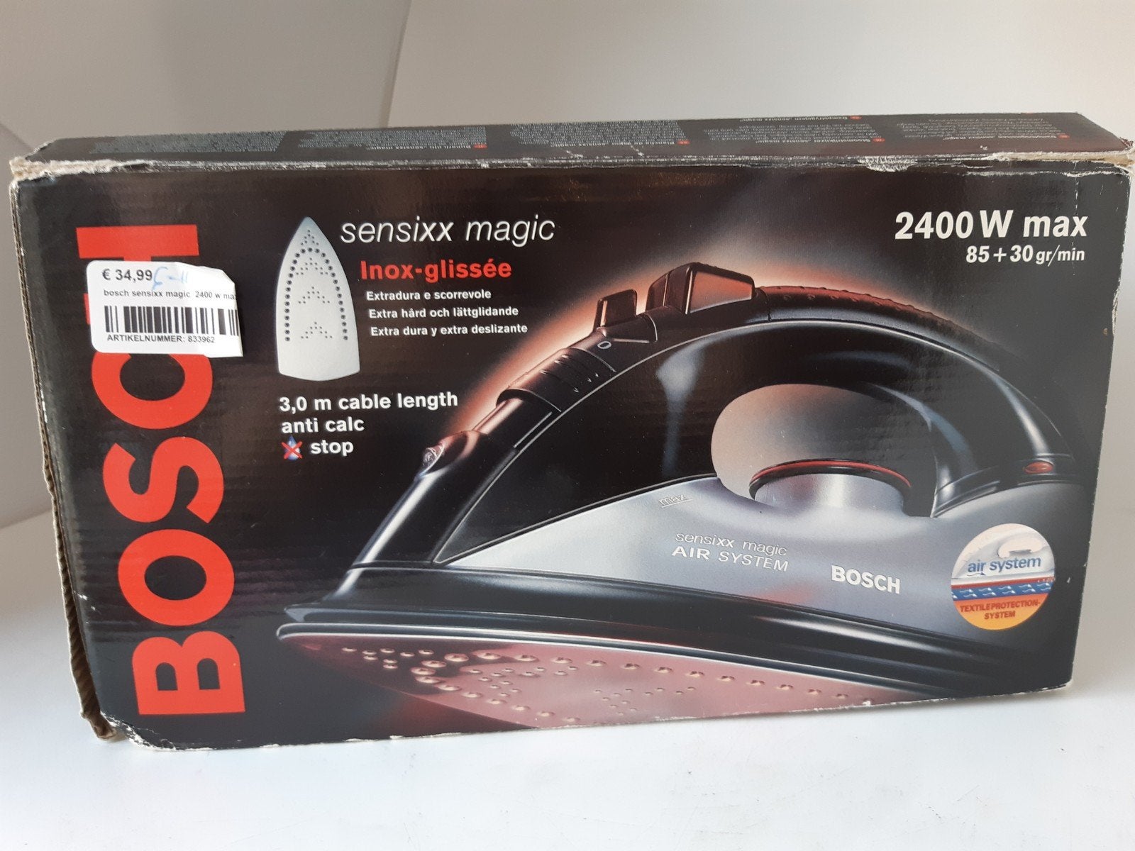 Bosch Sensixx Magic Strijkijzer - 2400W, Anti-kalk, Witgoed en Apparatuur, Strijkijzers en Strijkplanken, Bosch, Strijkijzer met snoer