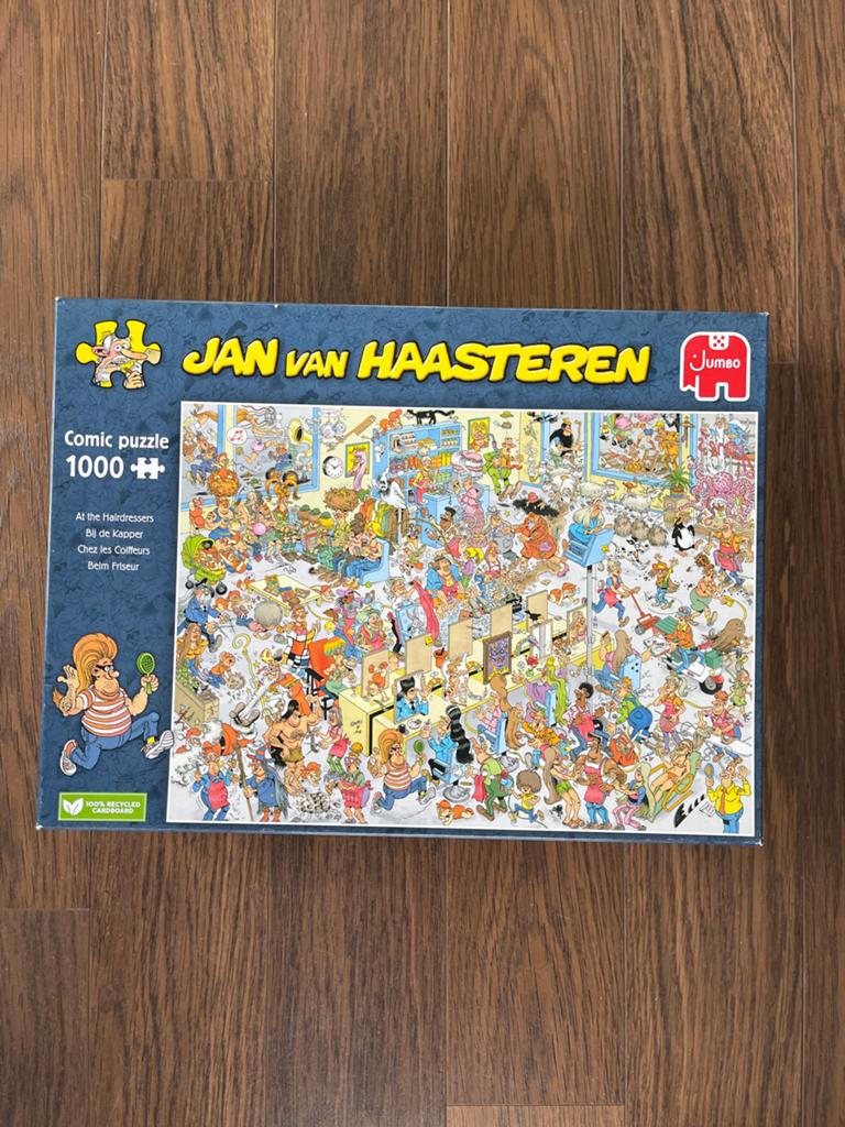 Jan van Haasteren Comic Puzzel - Bij de Kapper (1000 stukjes, Ophalen of Verzenden, 500 t/m 1500 stukjes, Zo goed als nieuw, Legpuzzel
