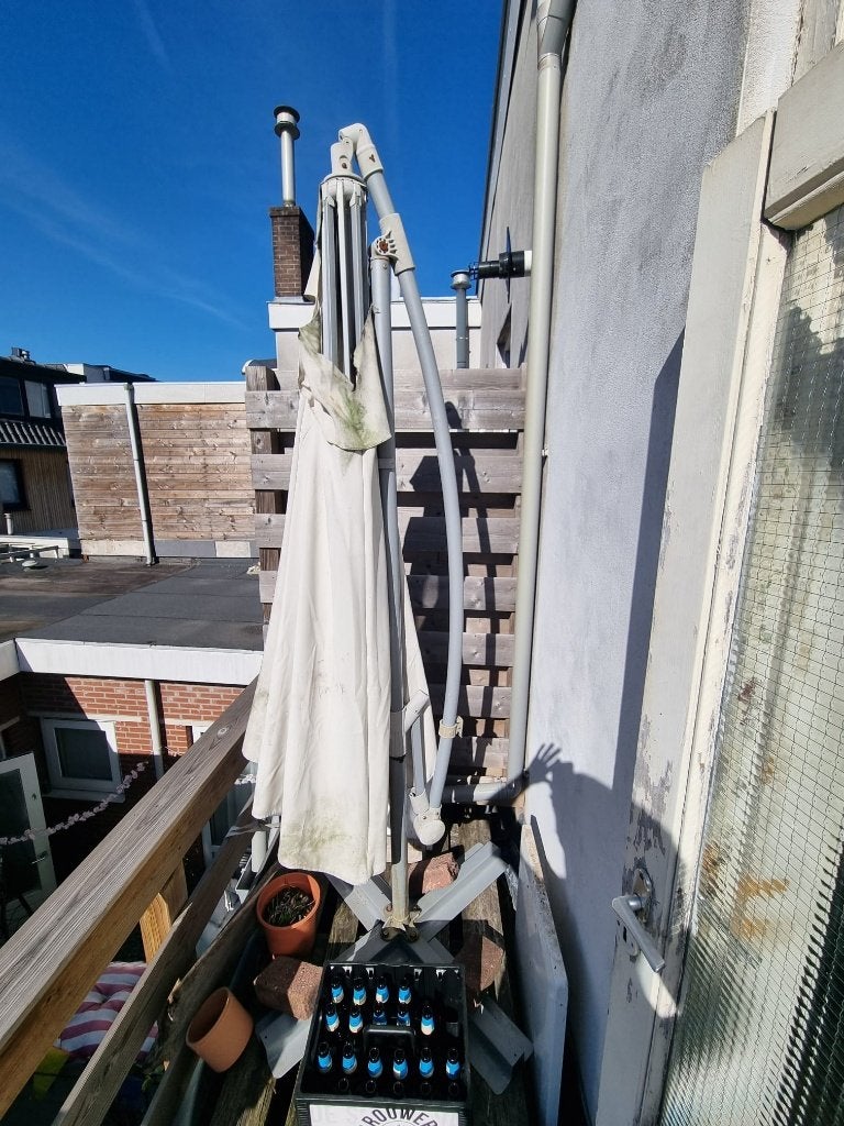 Oud ijzer parasol, Tuin en Terras, Ophalen, Gebruikt, Minder dan 1 meter, Parasolvoet