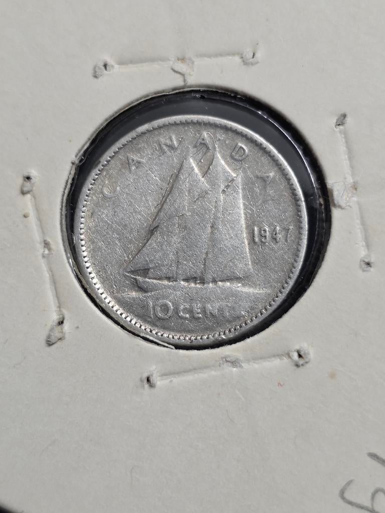 10 cent 1947 Canada, Verzenden, Noord-Amerika, Losse munt, Zilver