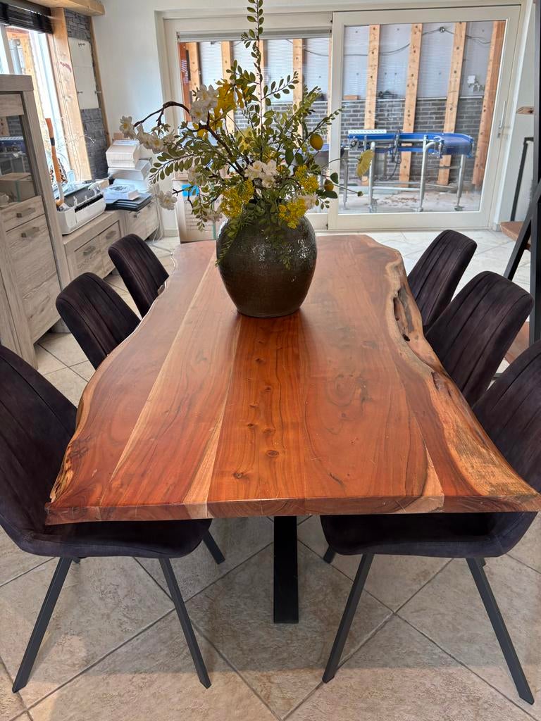 Moderne eetkamerstoelen - Set van 6, Huis en Inrichting, Ophalen, Zwart, Zo goed als nieuw, Stof
