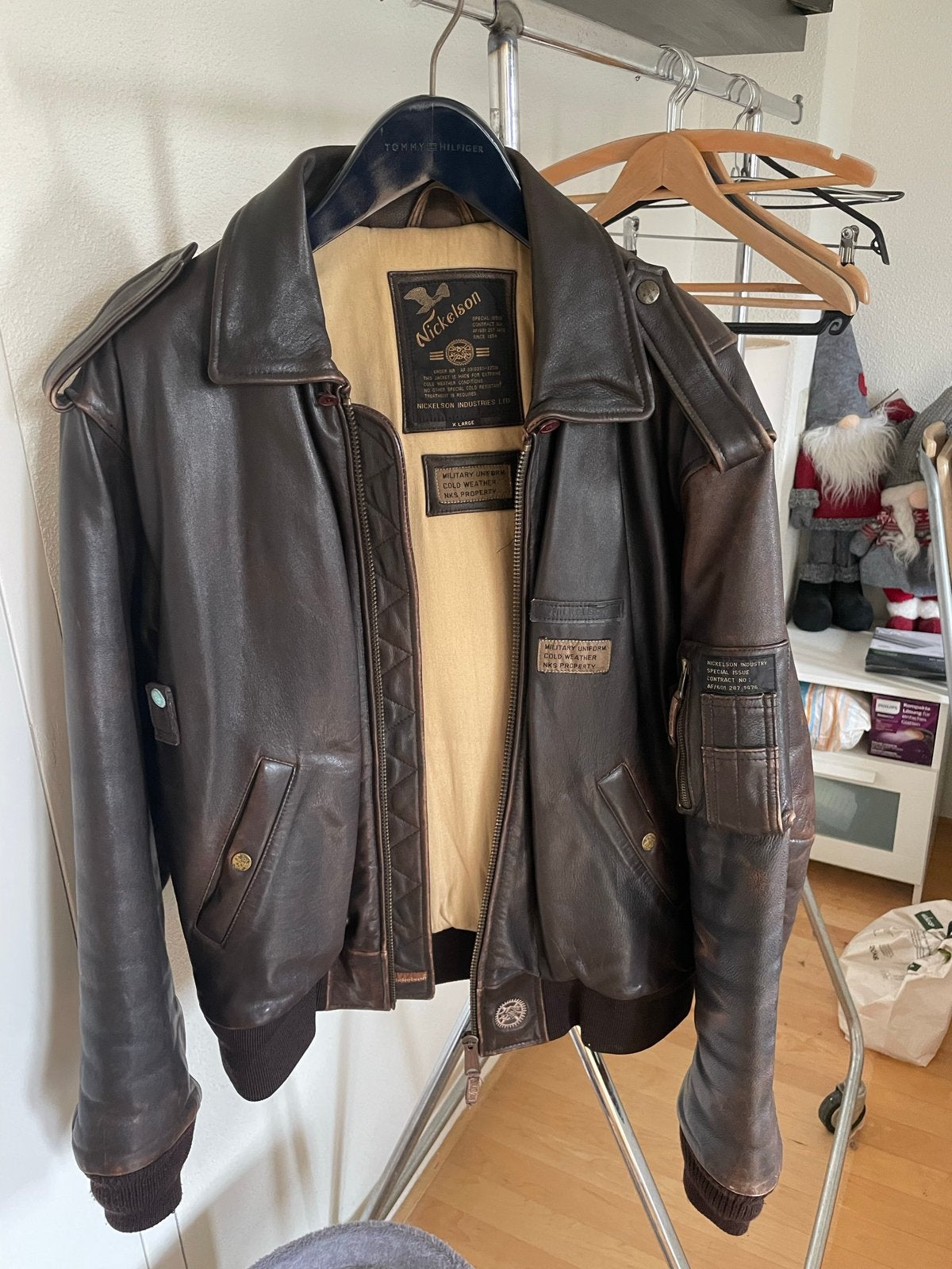Nickelson Industries Leren Bomberjack - Maat XL, Ophalen of Verzenden, Gedragen, Maat 56/58 (XL), Bruin