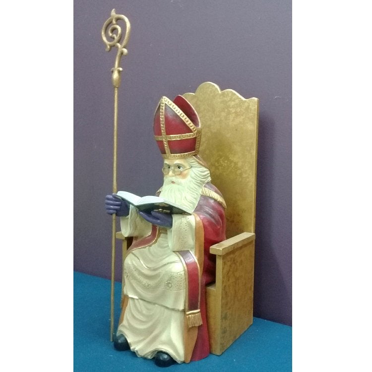 Sinterklaasbeeld op troon - Sint Nicolaas - 55 cm, Diversen, Sinterklaas, Ophalen, HorecaBeelden, Nieuw, HorecaBeelden