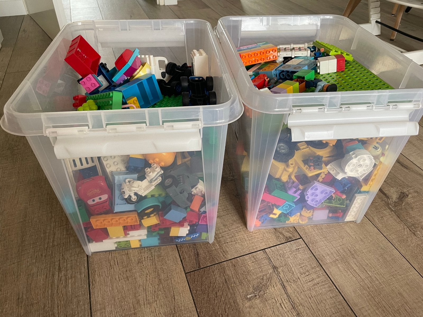 2 kratten vol met Duplo blokken, Ophalen, Gebruikt, Inclusief extra onderdelen, Duplo