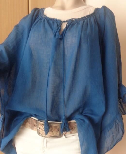Bohemian style blauwe wijde tuniek maat L, Kleding | Dames, Verzenden, Gedragen, Maat 42/44 (L), Blauw