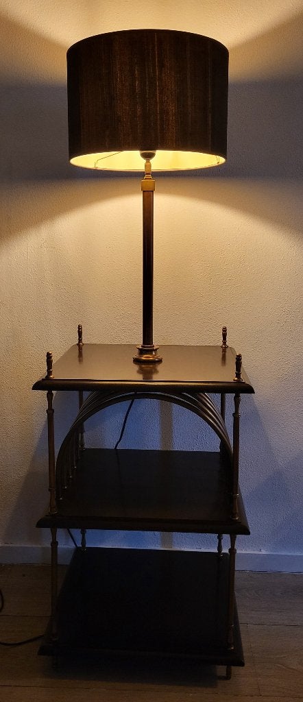 Hollywood Regency lectuurtafel / vloerlamp messing & mahonie, Ophalen