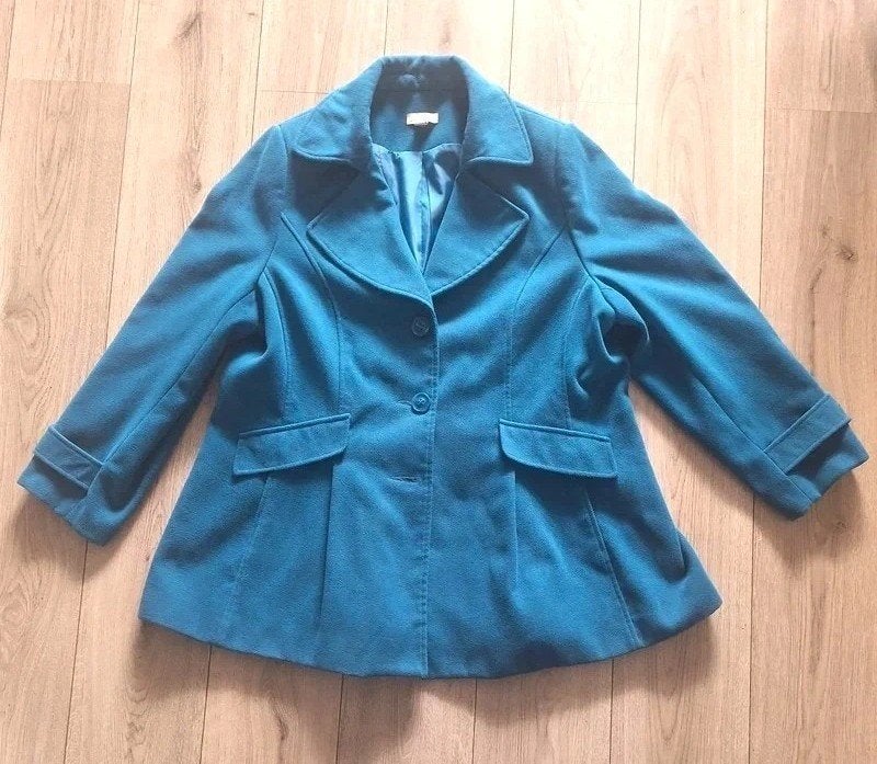 Autograph turquoise mantel jas XXL 46/48 winterjas, Blauw, Maat 46/48 (XL) of groter, Ophalen of Verzenden, Zo goed als nieuw