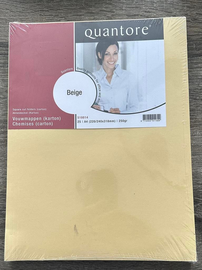 Quantore Vouwmappen A4 Karton Beige - 25 stuks, Ophalen of Verzenden, Nieuw