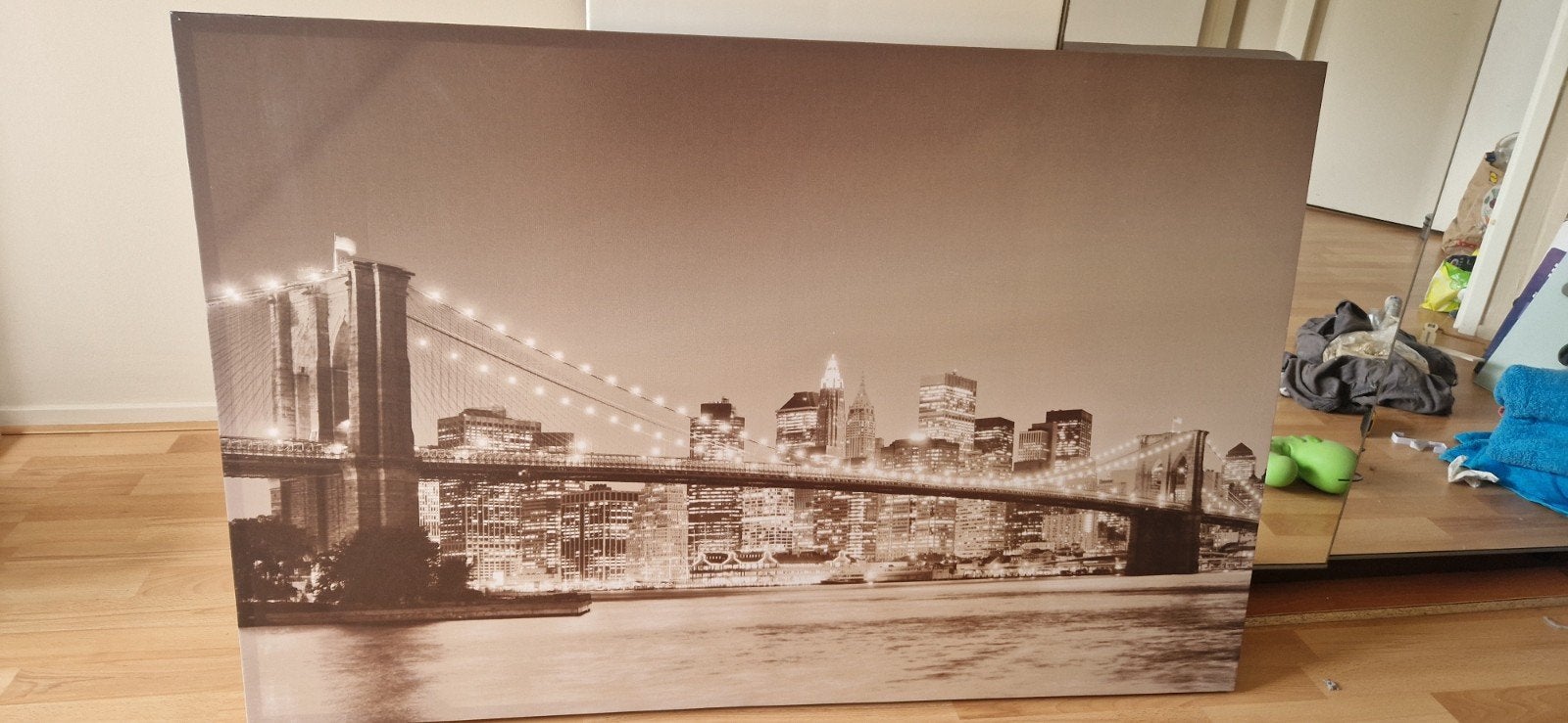 Canvas schilderij Brooklyn Bridge New York, Ophalen, Gebruikt, 50 tot 75 cm, Schilderij