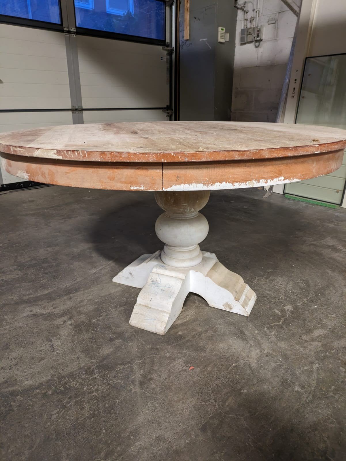Tafel, rond, mango hout, Huis en Inrichting, Ophalen, Gebruikt, 100 tot 150 cm, Rond