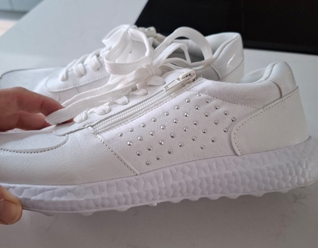 Schoenen wit - glittertje - mt 39 - 1x gedragen, Bonprix, Wit, Ophalen of Verzenden, Sneakers of Gympen