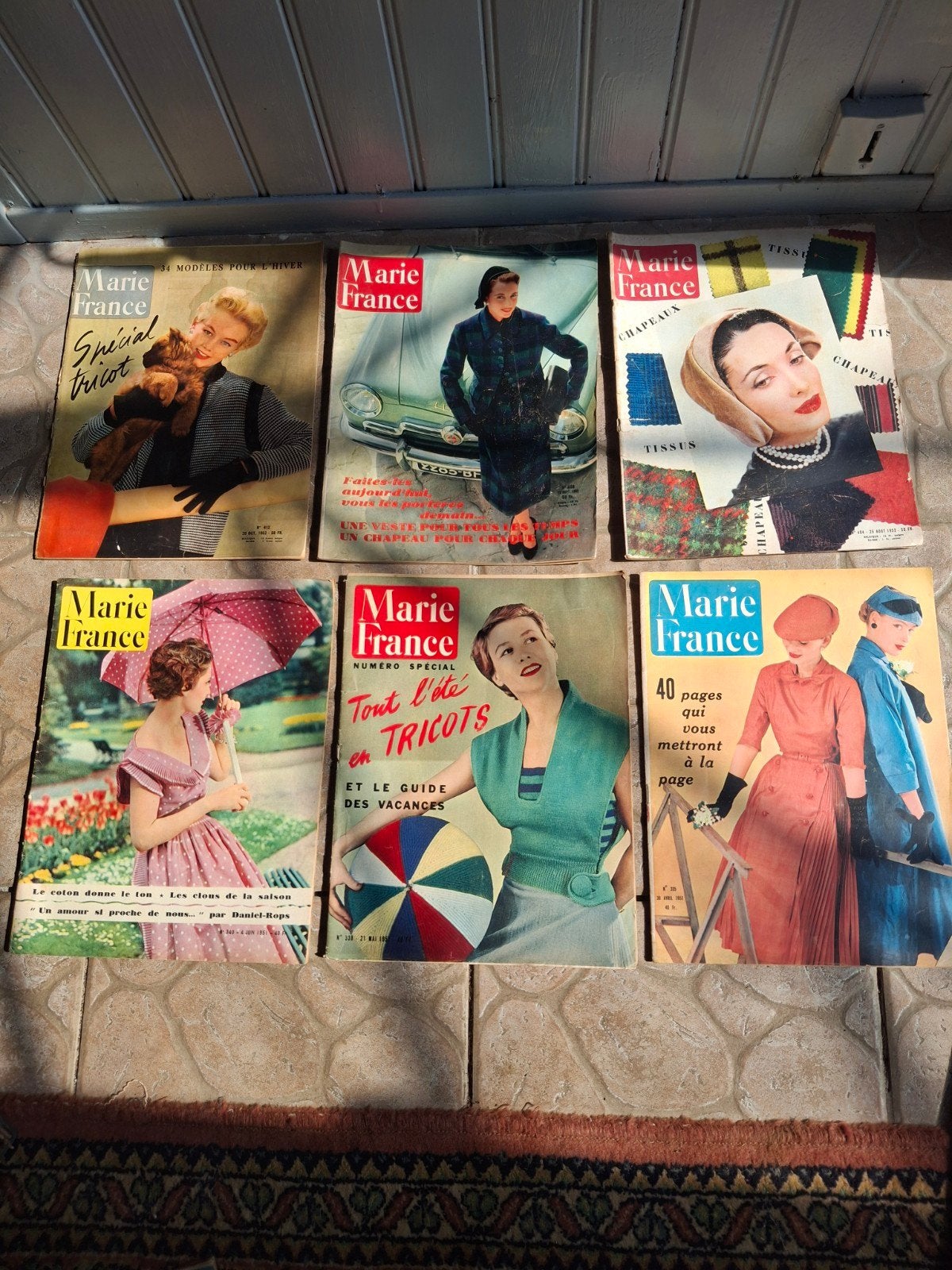 Vintage Marie France & ElleTijdschriften -Jaren '40-'50 Mode, Ophalen of Verzenden, Gelezen, Mode algemeen