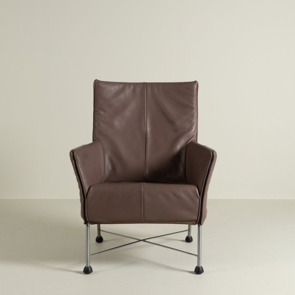 Montis Charly Fauteuil Lever Grijs Leer - Aluminium (Op Dopp, Niet ingevuld, Zo goed als nieuw, Niet ingevuld, Niet ingevuld