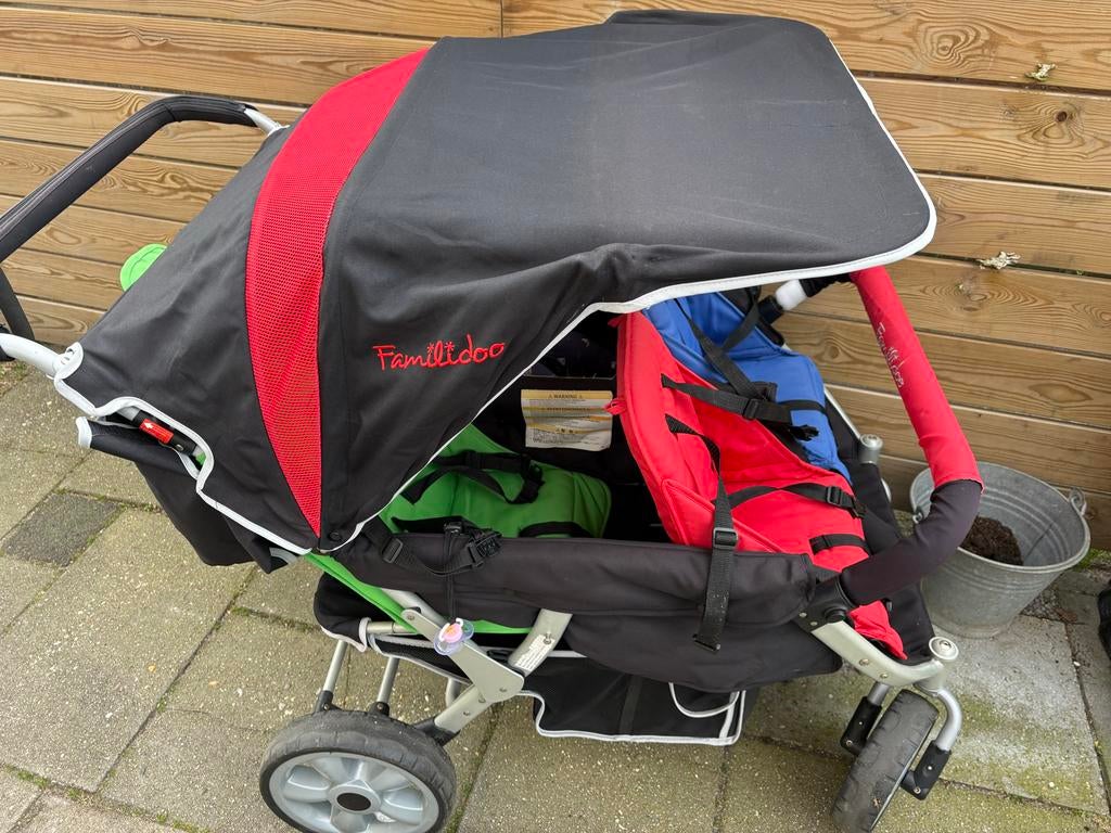 Familidoo Vierling wagen - Nieuwstaat Gastouderopvang, Duowagen, Zo goed als nieuw, Ophalen, Kinderwagen