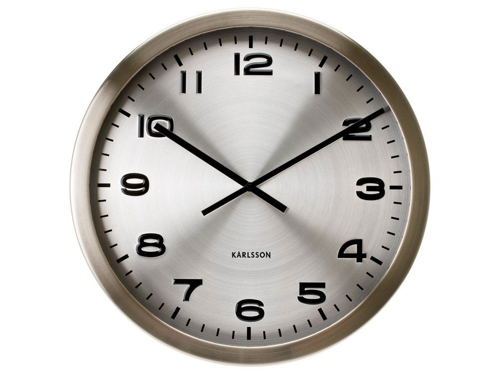 Karlsson maxie grote wandklok metaal diameter 51 dik 6 cm., Wandklok, Analoog, Ophalen of Verzenden, Zo goed als nieuw