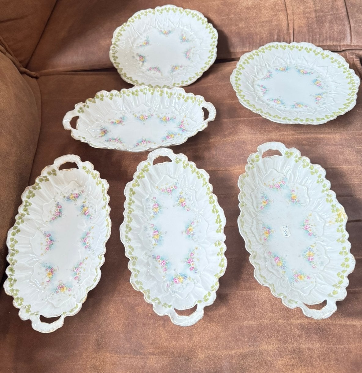 antieke porseleinen serveerset / dessertset (Limoges-stijl), Ophalen of Verzenden, Zo goed als nieuw, Goud