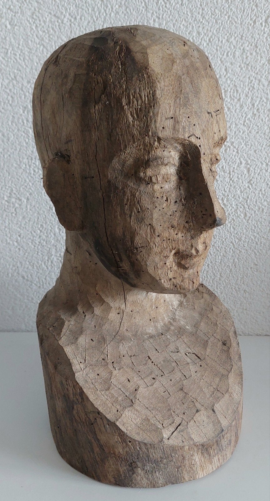 Antiek Houten Mannequin Hoofd - Vintage Buste, Ophalen of Verzenden