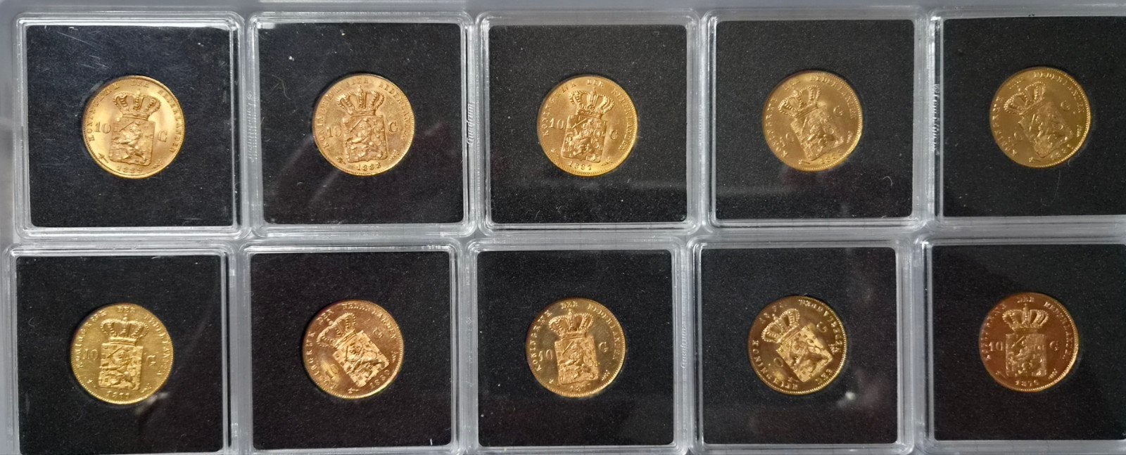Gouden tientjes Willem 3e, Koning Willem III, Setje, 10 gulden, Goud