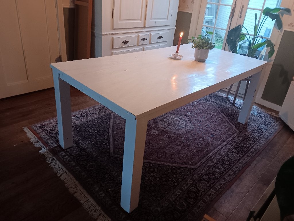 Witte eettafel 200x100, Huis en Inrichting, Tafels | Eettafels, Ophalen, Gebruikt, 200 cm of meer, 50 tot 100 cm