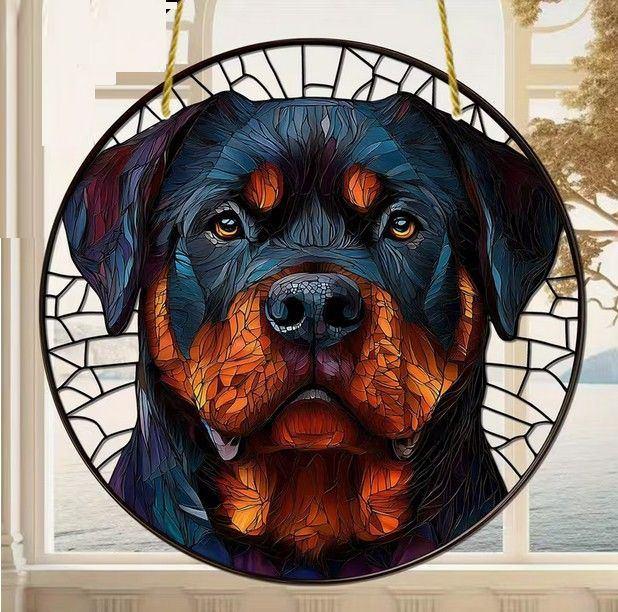Raamhanger Rottweiler ( groot formaat + kleurrijk ), Tuin en Terras, Tuinwanddecoratie, Verzenden, Nieuw