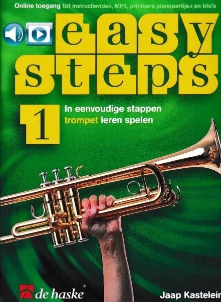 lesboek trompet Easy Steps Vol.1 - met Audio+Video Online, Overige genres, Les of Cursus, Ophalen of Verzenden, Zo goed als nieuw