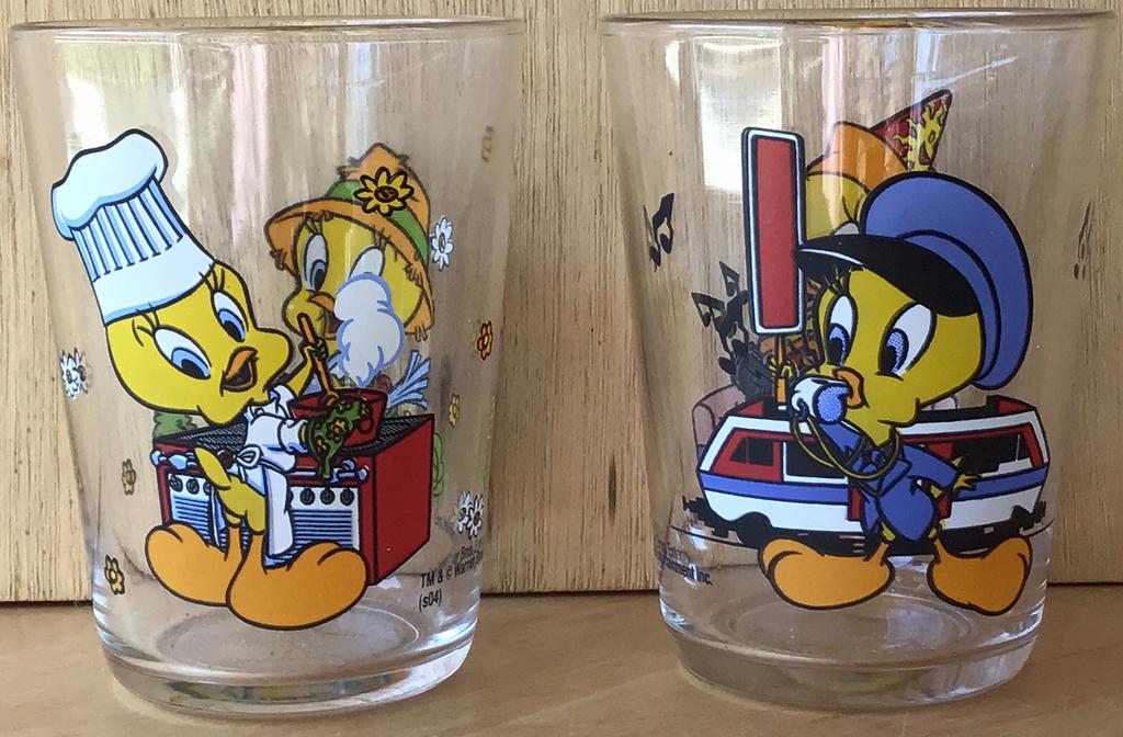 Glas Tweety (2x) van Looney Tunes - ZGAN, Verzamelen, Ophalen of Verzenden, Zo goed als nieuw, Frisdrankglas