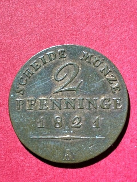 Duitse Staten, Pruisen, 2 Pfenninge 1821 A, Verzenden, Duitsland, Losse munt