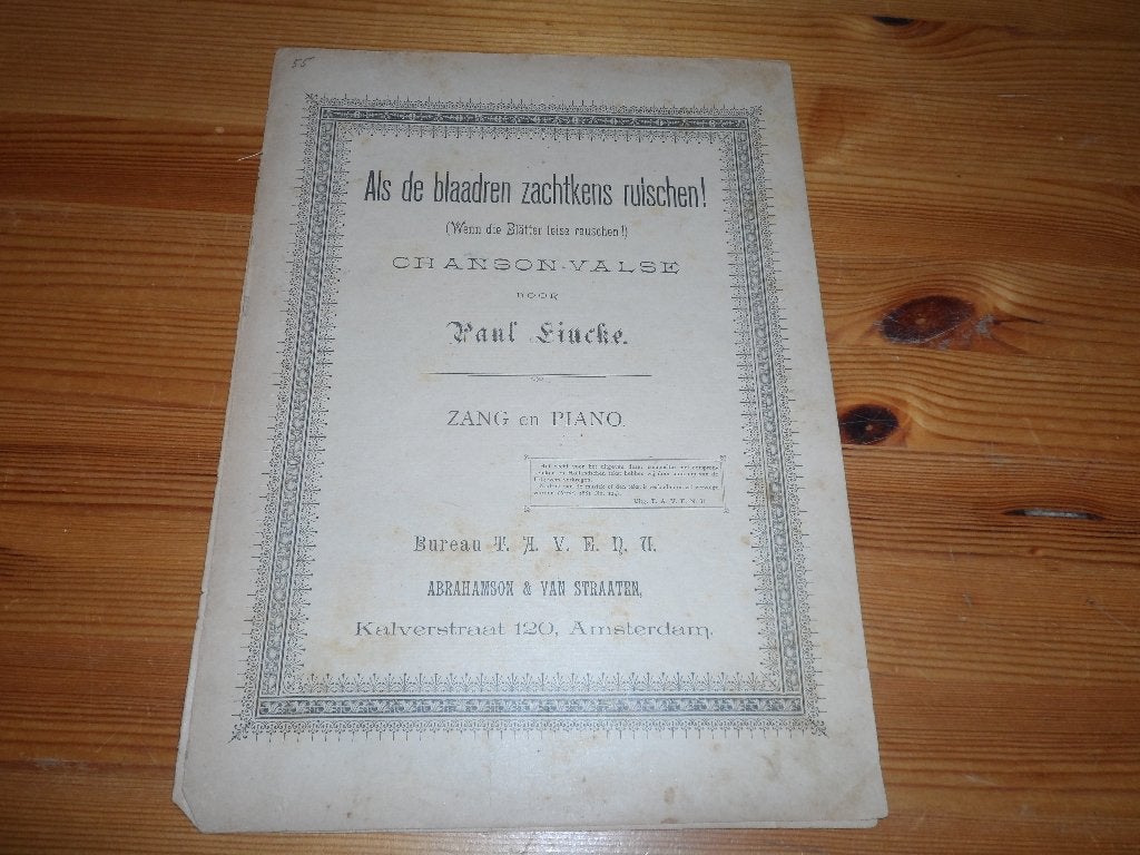 Paul lincke - bureau tavenu, Piano, Gebruikt, Ophalen of Verzenden, Artiest of Componist