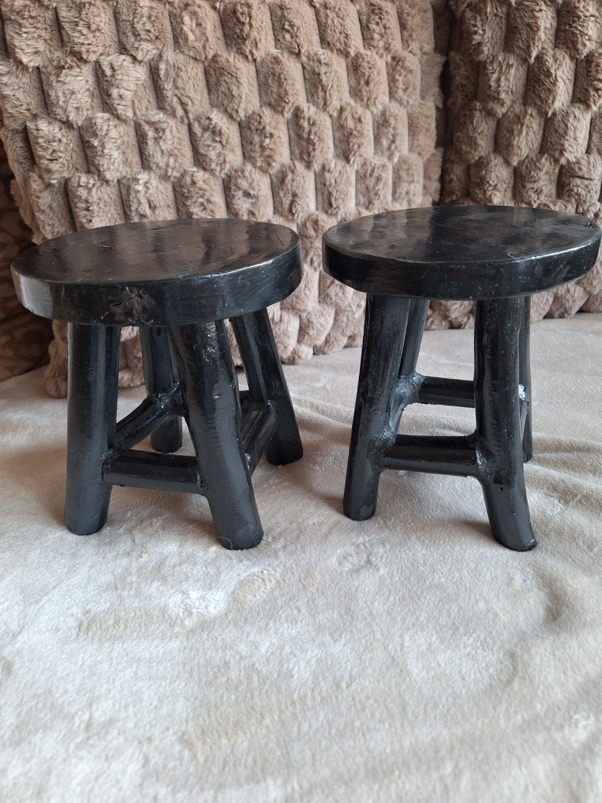 Set van 2 zwarte houten plantkrukjes, Ophalen, Gebruikt, Hout