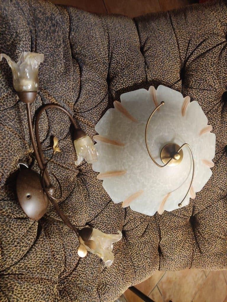 Vintage bloemlamp Murano stijl – wandlamp + plafondlamp- SET, Ophalen