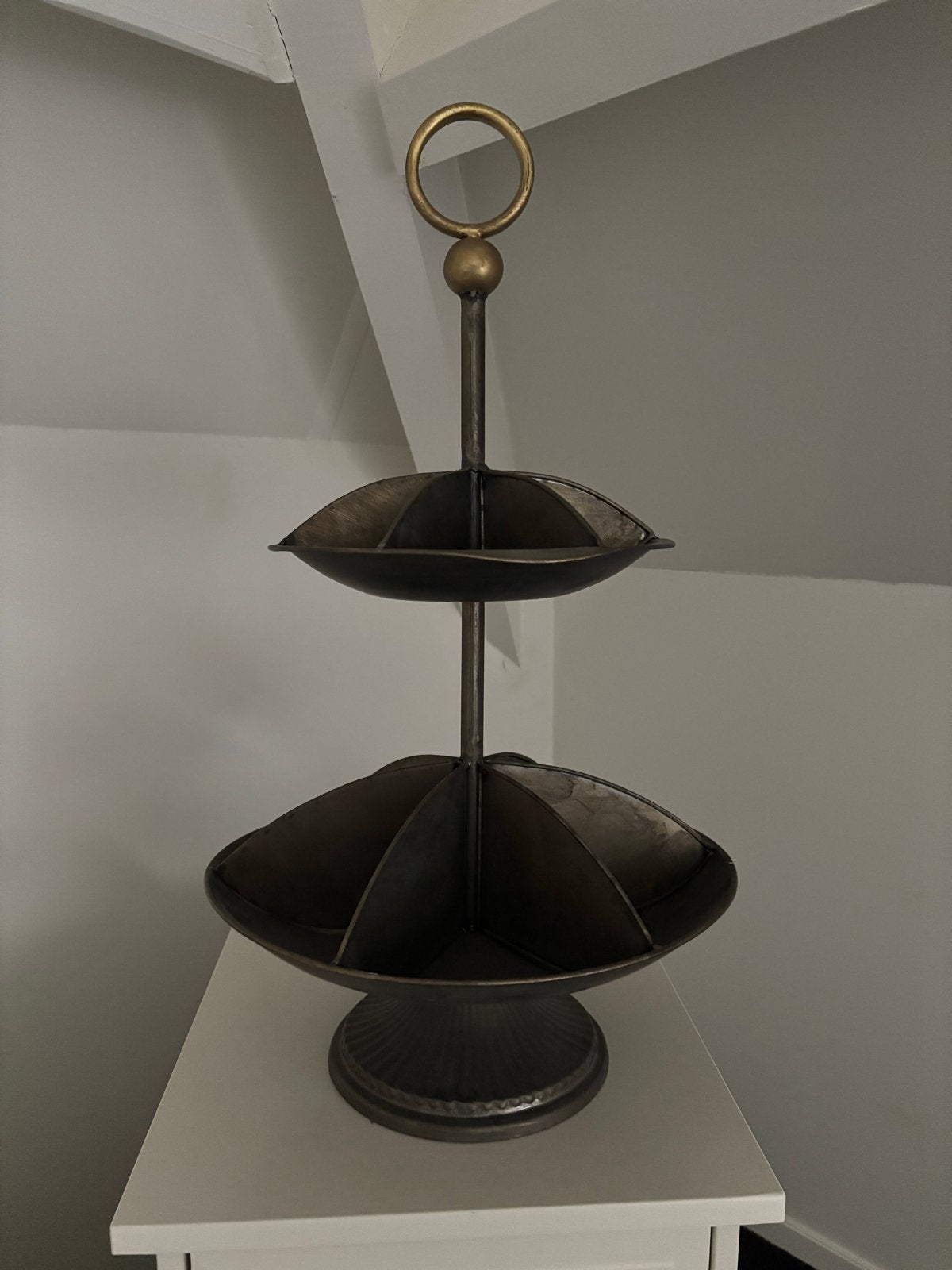 Bronzen etagere met twee lagen, 65 cm hoog, Antiek en Kunst, Ophalen, Brons