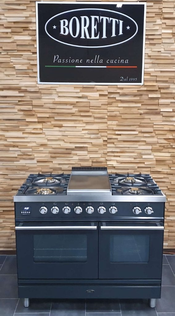 🔥Luxe Boretti Fornuis 100cm antraciet + rvs MAGNETRON, Witgoed en Apparatuur, Fornuizen, Niet ingevuld, 60 cm of meer, Niet ingevuld