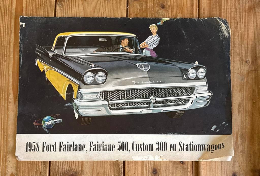 Folder Ford Fairlane, Fairlane 500, Custom 300 (1958), Ophalen of Verzenden, Gelezen, Ford