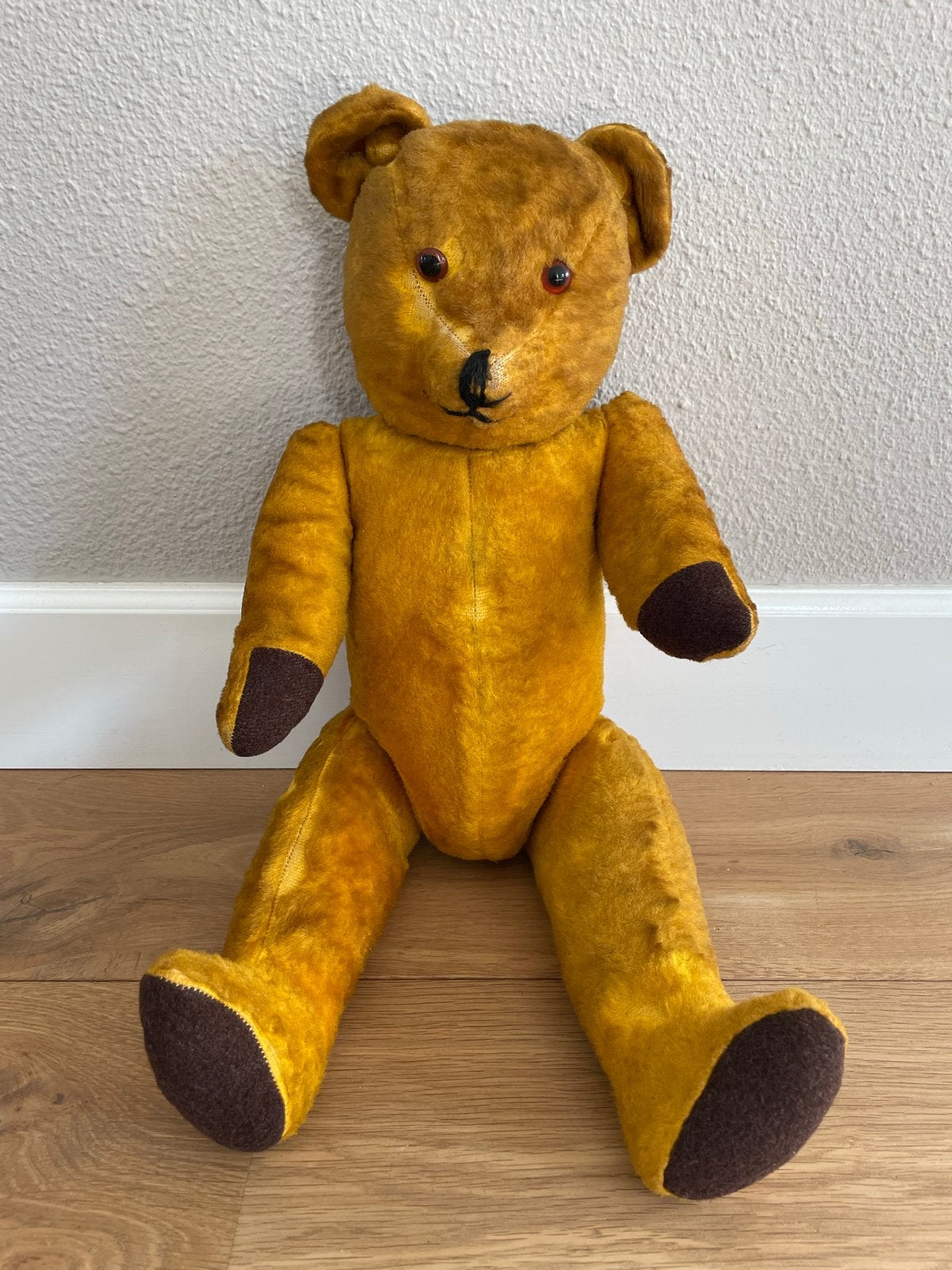 Antieke Teddybeer Jaren '50-'60 - Stro Gevuld - 55 cm, Ophalen of Verzenden