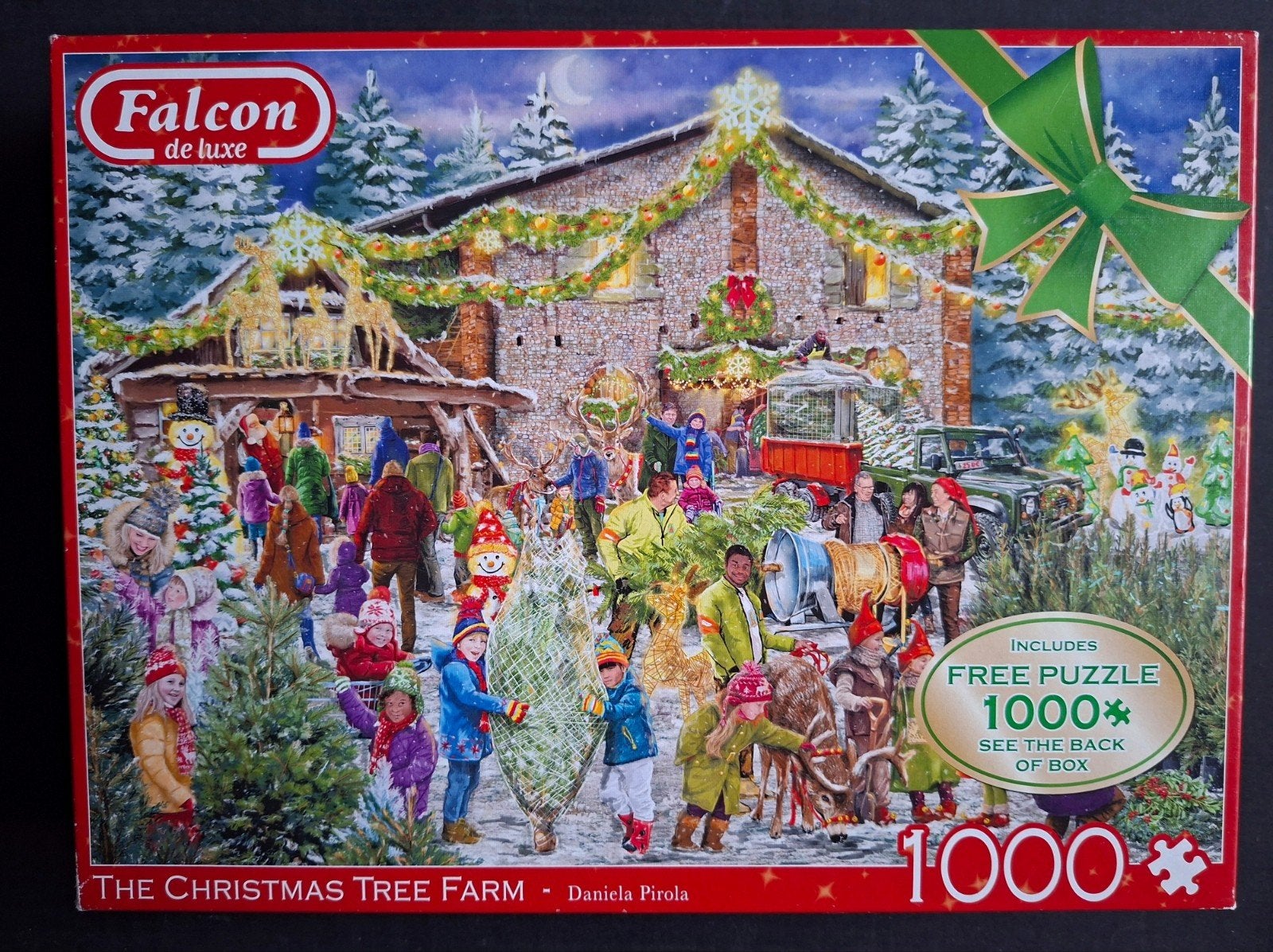 Falcon de luxe Kerstpuzzel 2x1000 stukjes, Ophalen of Verzenden, 500 t/m 1500 stukjes, Zo goed als nieuw, Legpuzzel