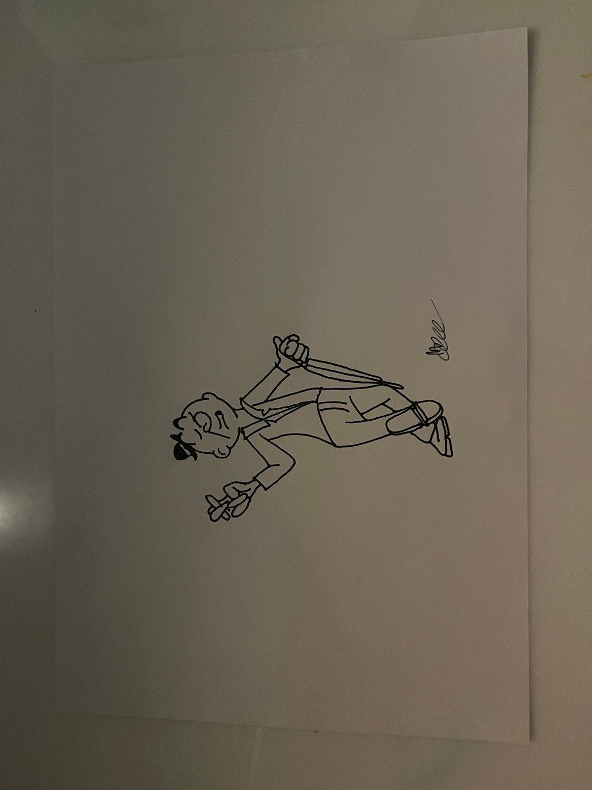 Originele tekening van een stripfiguur, Ophalen of Verzenden, Tekening, Pentekening, Gesigneerd